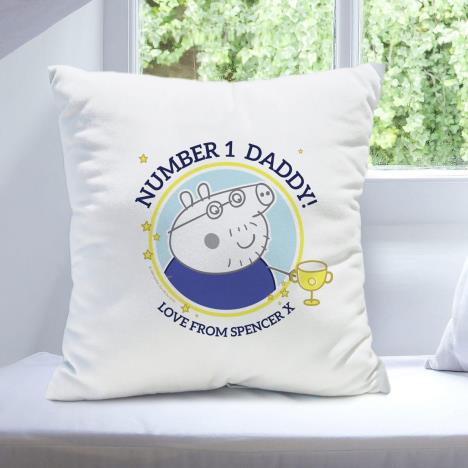 Personalised Peppa Pig Number 1 Daddy Cushion Extra Image 1